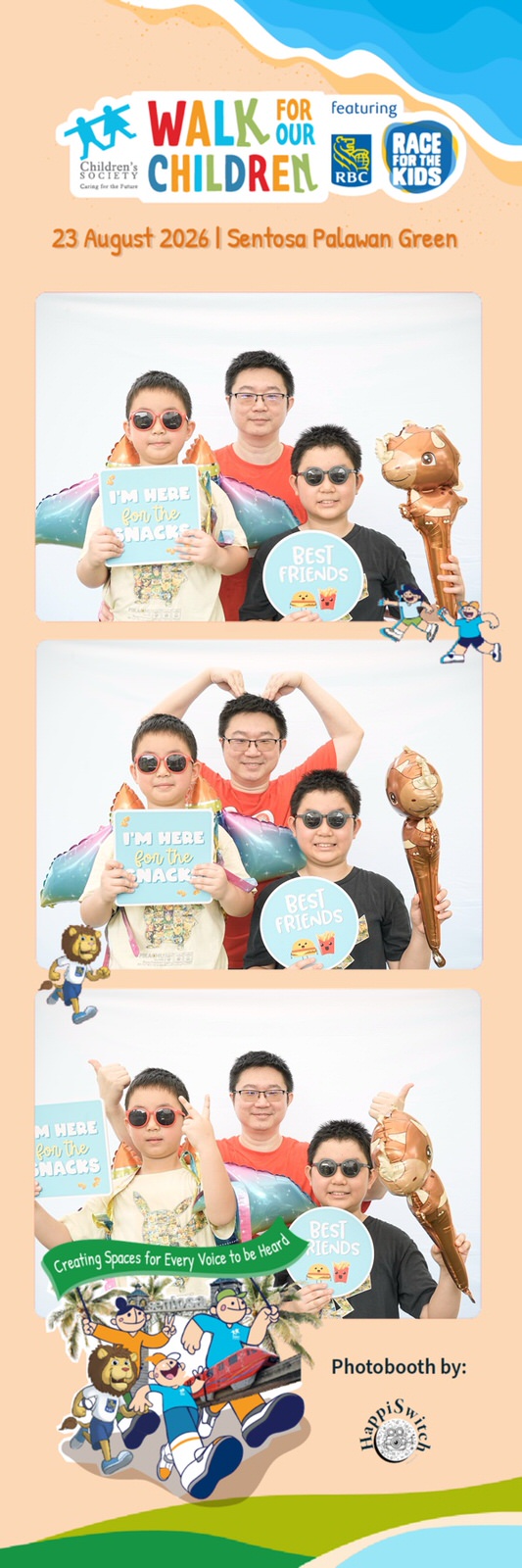 Branded HappiSwitch photostrip from the Walk for Our Children 2026 event